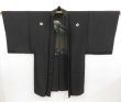 Photo6: 4608T07z720 Vintage Japanese Kimono Silk Men's HAORI Mt.Fuji Black (6)