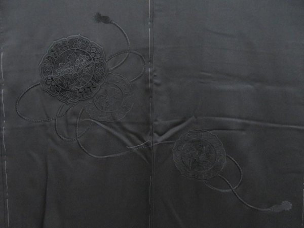 Photo1: 4608T11z580 Vintage Japanese Kimono Silk HAORI Embro Mirror Black (1)