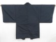 Photo3: 4609T02z690 Vintage Japanese Kimono Silk Men's HAORI Ship Navy-Gray (3)