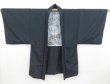 Photo4: 4609T02z690 Vintage Japanese Kimono Silk Men's HAORI Ship Navy-Gray (4)