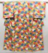 Photo1: 4609T07z890 Vintage Japanese Kimono Silk KOMON Chrysanthemum (1)