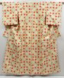 Photo1: 4609T11z740 Vintage Japanese Kimono Silk TSUMUGI  Light cream (1)