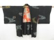 Photo1: 4609T01z610 Vintage Japanese Kimono Silk HAORI Leaf Black (1)