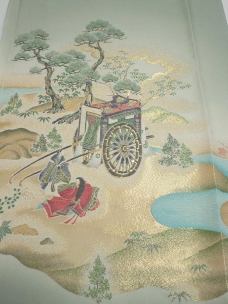 Photo1: 2A04z100  Japanese Kimono Silk  FABRIC Princess Soft green 74.0x14.2 (1)