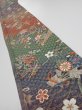 Photo1: 2A08z50  Japanese Kimono Silk  FABRIC Birds Navy-Purple 59.1x7.3 (1)