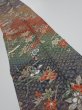 Photo1: 2A10z30  Japanese Kimono Silk  FABRIC Birds Navy-Purple 38.6x7.3 (1)