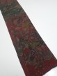 Photo2: 2A07z50  Japanese Kimono Crepe Silk  FABRIC Flowers Dark red 61.4x7.1 (2)