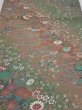 Photo1: 2B01z60  Japanese Kimono Silk  FABRIC Flowers Dull green 40.9x14.8 (1)