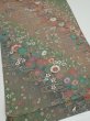 Photo2: 2B01z60  Japanese Kimono Silk  FABRIC Flowers Dull green 40.9x14.8 (2)