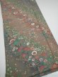 Photo2: 2B06z90  Japanese Kimono Silk  FABRIC Flowers Dull green 66.1x15.0 (2)