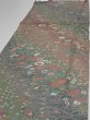 Photo3: 2B06z90  Japanese Kimono Silk  FABRIC Flowers Dull green 66.1x15.0 (3)