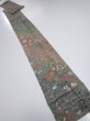 Photo5: 2B09z50  Japanese Kimono Silk  FABRIC Flowers Dull green 85.0x6.9 (5)