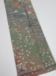 Photo2: 2B10z30  Japanese Kimono Silk  FABRIC Flowers Dull green 36.2x6.9 (2)