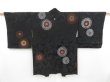 Photo1: 4611T01z650 Vintage Japanese Kimono Silk HAORI Flower Black (1)