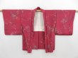 Photo6: 4611T05z550 Vintage Japanese Kimono Silk HAORI Leaf Wine red (6)