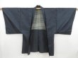 Photo1: 4611T10z500 Vintage Japanese Kimono Silk Men's OSHIMA HAORI  Navy-Gray (1)