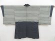 Photo2: 4611T10z500 Vintage Japanese Kimono Silk Men's OSHIMA HAORI  Navy-Gray (2)