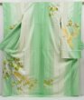 Photo1: 4611T11z1180 Vintage Japanese Kimono Silk FURISODE Bird Light green (1)