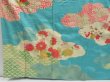 Photo4: 4611T13z960 Vintage Japanese Kimono Silk FURISODE Peony Water blue (4)