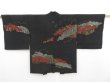 Photo1: 4616T01z500 Vintage Japanese Kimono Silk HAORI Chrysanthemum Black (1)