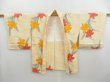 Photo5: 4616T05z570 Vintage Japanese Kimono Silk HAORI Flower Light cream (5)