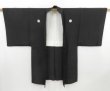 Photo5: 4616T06z640 Vintage Japanese Kimono Silk Men's HAORI Plain Black (5)