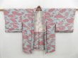 Photo5: 4618T02z540 Vintage Japanese Kimono Silk HAORI Flying crane Dull light blue (5)