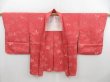 Photo5: 4618T06z560 Vintage Japanese Kimono Silk HAORI Leaf Coral pink (5)