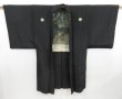 Photo5: 4618T11z410 Vintage Japanese Kimono Silk Men's HAORI Mountain Black (5)