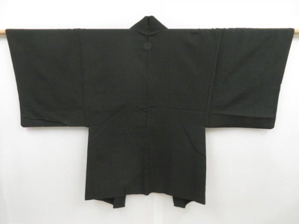 Photo1: 4621T03z600 Vintage Japanese Kimono Silk Men's HAORI 猩々 Dark Green-Gray (1)