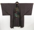 Photo4: 4621T06z630 Vintage Japanese Kimono Silk Men's HAORI  Dark brown (4)