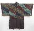 Photo5: 4621T06z630 Vintage Japanese Kimono Silk Men's HAORI  Dark brown (5)