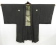 Photo6: 4621T09z680 Vintage Japanese Kimono Silk Men's HAORI Booklet Black (6)