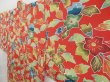 Photo2: 4621T10z630 Vintage Japanese Kimono Silk HAORI Flower Orange-Red (2)