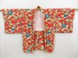 Photo5: 4621T10z630 Vintage Japanese Kimono Silk HAORI Flower Orange-Red (5)