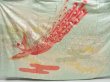 Photo5: 4621T12z1110 Vintage Japanese Kimono Silk FURISODE Peacock Celadon (5)