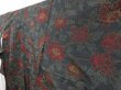 Photo2: 4621T13z790 Vintage Japanese Kimono Silk TSUMUGI Flower Dark gray (2)