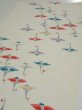 Photo3: 4i02z50  Japanese Kimono Silk  FABRIC Flying crane Off-white 39.4x14.6 (3)