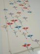 Photo2: 4i04z90  Japanese Kimono Silk  FABRIC Flying crane Off-white 65.4x14.6 (2)