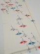 Photo2: 4i06z90  Japanese Kimono Silk  FABRIC Flying crane Off-white 66.1x14.6 (2)