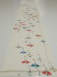 Photo8: 4i06z90  Japanese Kimono Silk  FABRIC Flying crane Off-white 66.1x14.6 (8)