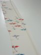 Photo3: 4i07z40  Japanese Kimono Silk  FABRIC Flying crane Off-white 60.6x7.3 (3)