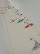 Photo1: 4i08z40  Japanese Kimono Silk  FABRIC Flying crane Off-white 61.0x7.2 (1)