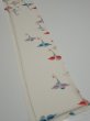 Photo2: 4i08z40  Japanese Kimono Silk  FABRIC Flying crane Off-white 61.0x7.2 (2)