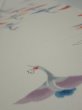 Photo4: 4i08z40  Japanese Kimono Silk  FABRIC Flying crane Off-white 61.0x7.2 (4)