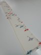 Photo7: 4i08z40  Japanese Kimono Silk  FABRIC Flying crane Off-white 61.0x7.2 (7)