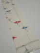 Photo2: 4i09z60  Japanese Kimono Silk  FABRIC Flying crane Off-white 84.6x7.2 (2)