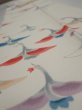 Photo4: 4i09z60  Japanese Kimono Silk  FABRIC Flying crane Off-white 84.6x7.2 (4)