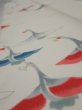 Photo4: 4i10z30  Japanese Kimono Silk  FABRIC Flying crane Off-white 37.8x7.2 (4)