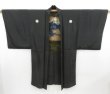 Photo6: 4623T05z640 Vintage Japanese Kimono Silk Men's HAORI Mt.Fuji Black (6)